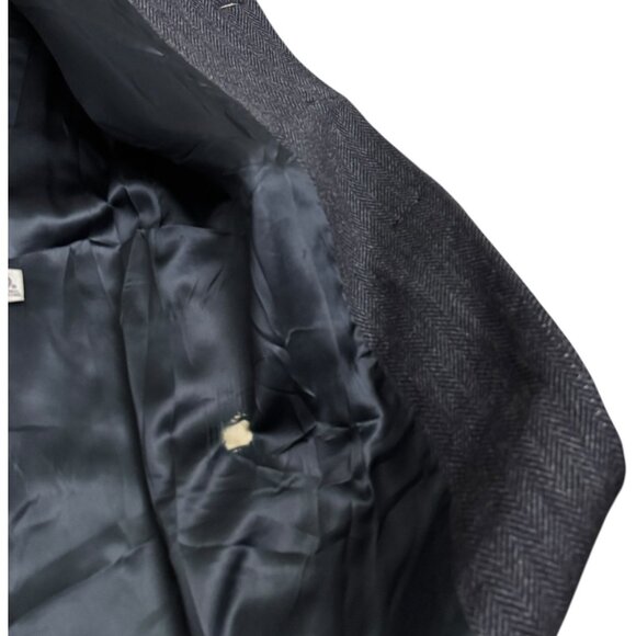 BARNEYS NEW YORK ALPACUNA Vintage 80s Luxury WOOL Pea Coat Trench Mens Large - Picture 10 of 11